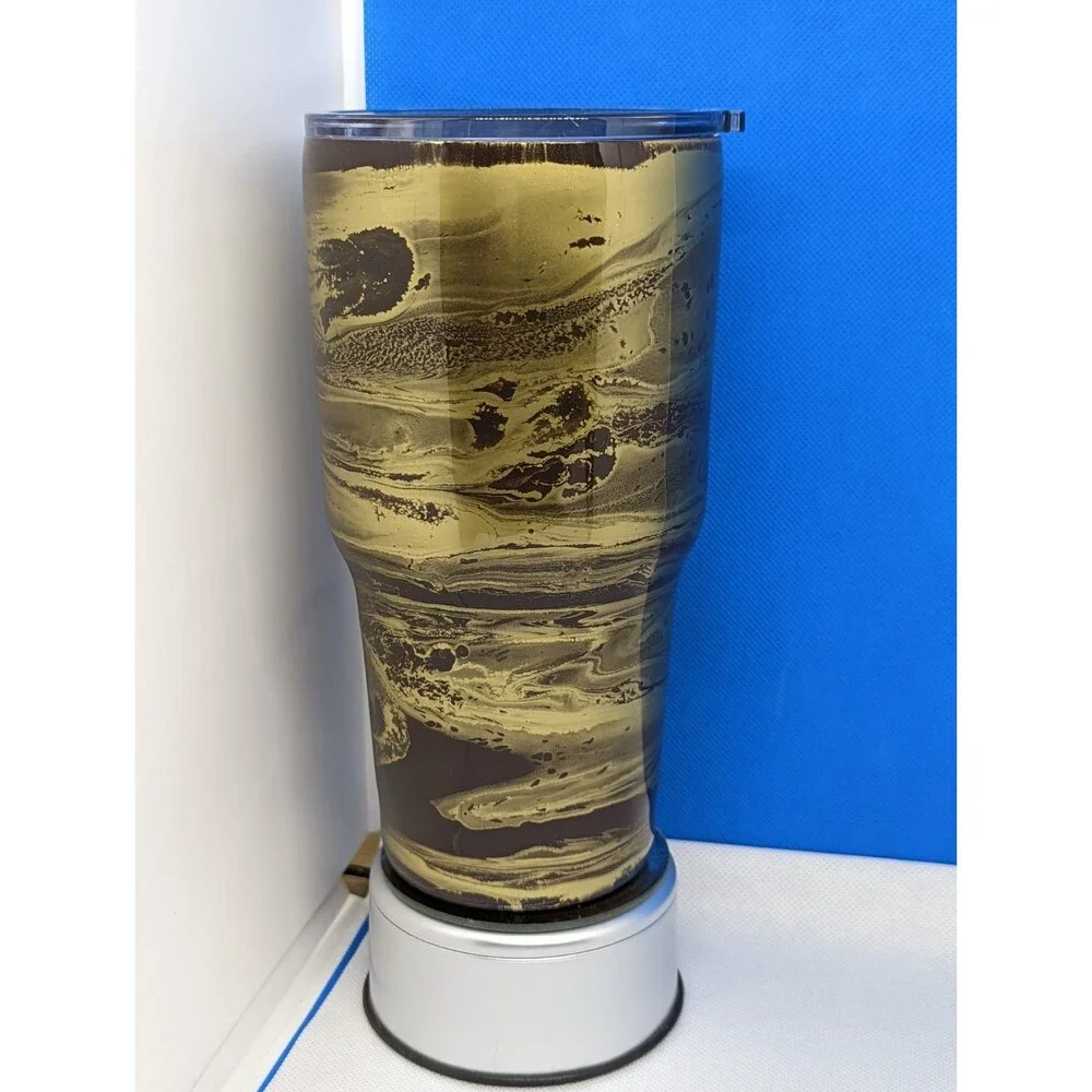 Resin Tumbler - Dark Brown & Gold Swirl,  30oz, New